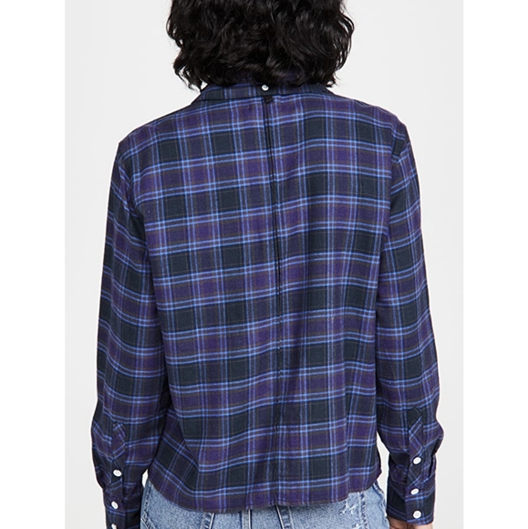 Rag & Bone/JEAN May Long Sleeve Blue Plaid Flannel - Picture 3 of 3